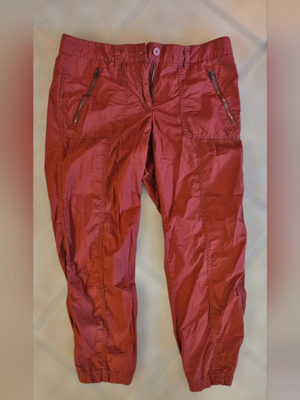 LOFT Rust Red Capris with Zip Pockets